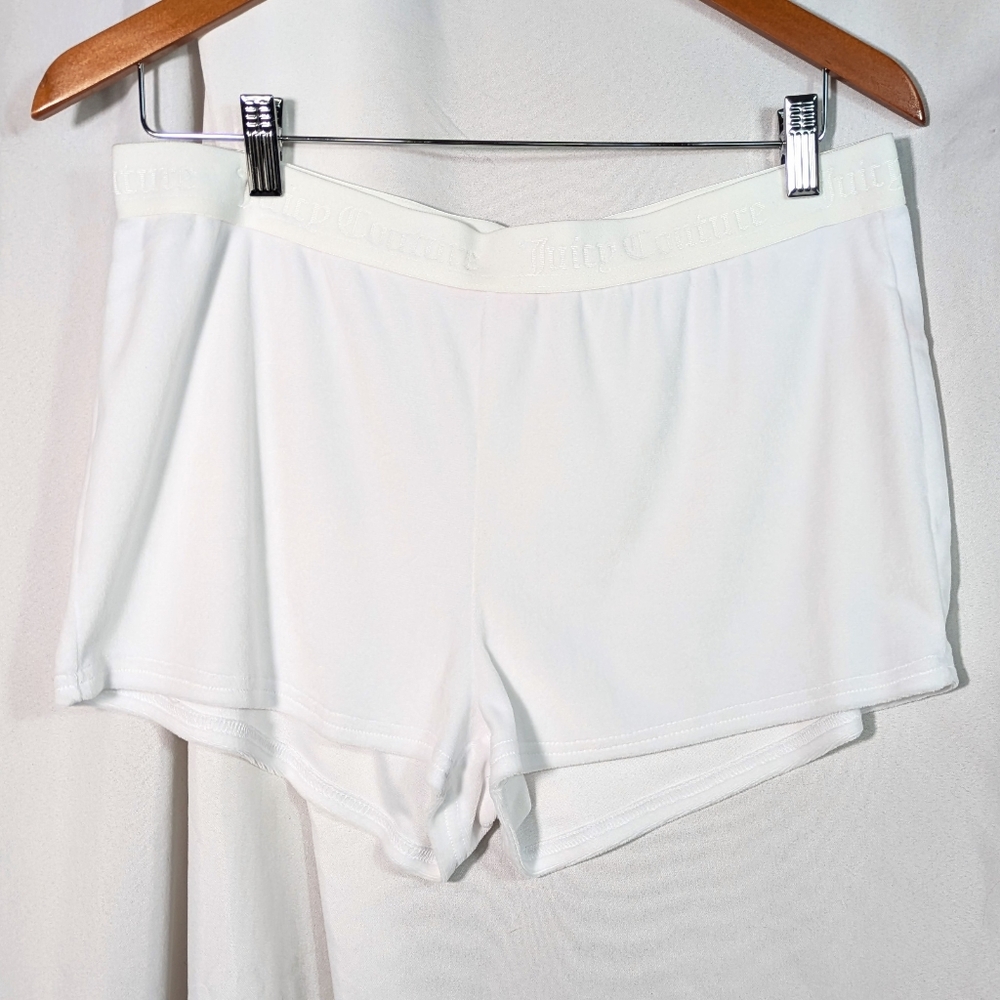 Juicy Couture Women's Sleep Shorts White Silver Bedazzled Soft‎ Comfy Size L